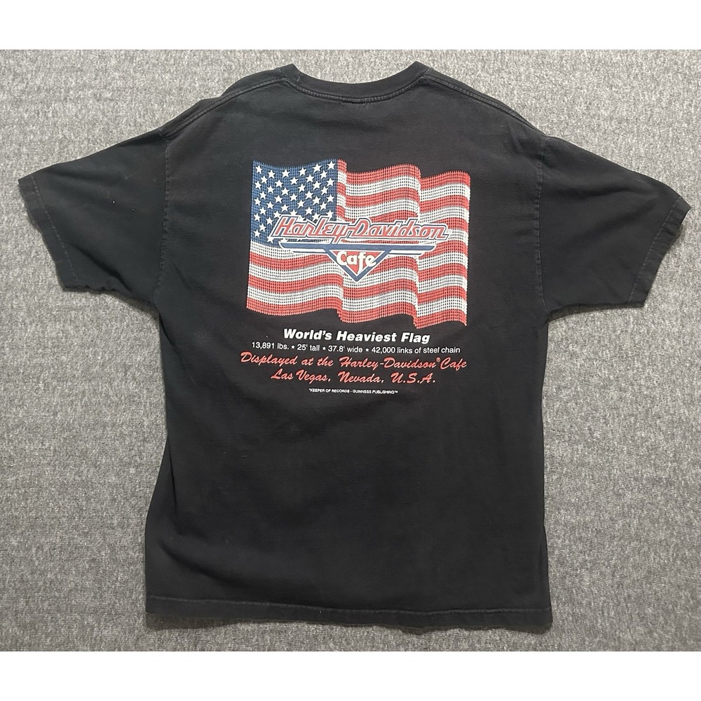 Harley Davidson Las Vegas Cafe Y2K USA Flag Men's Size Large